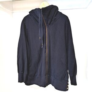 MXM | Black with gold details zip up loose turtleneck womans sweater